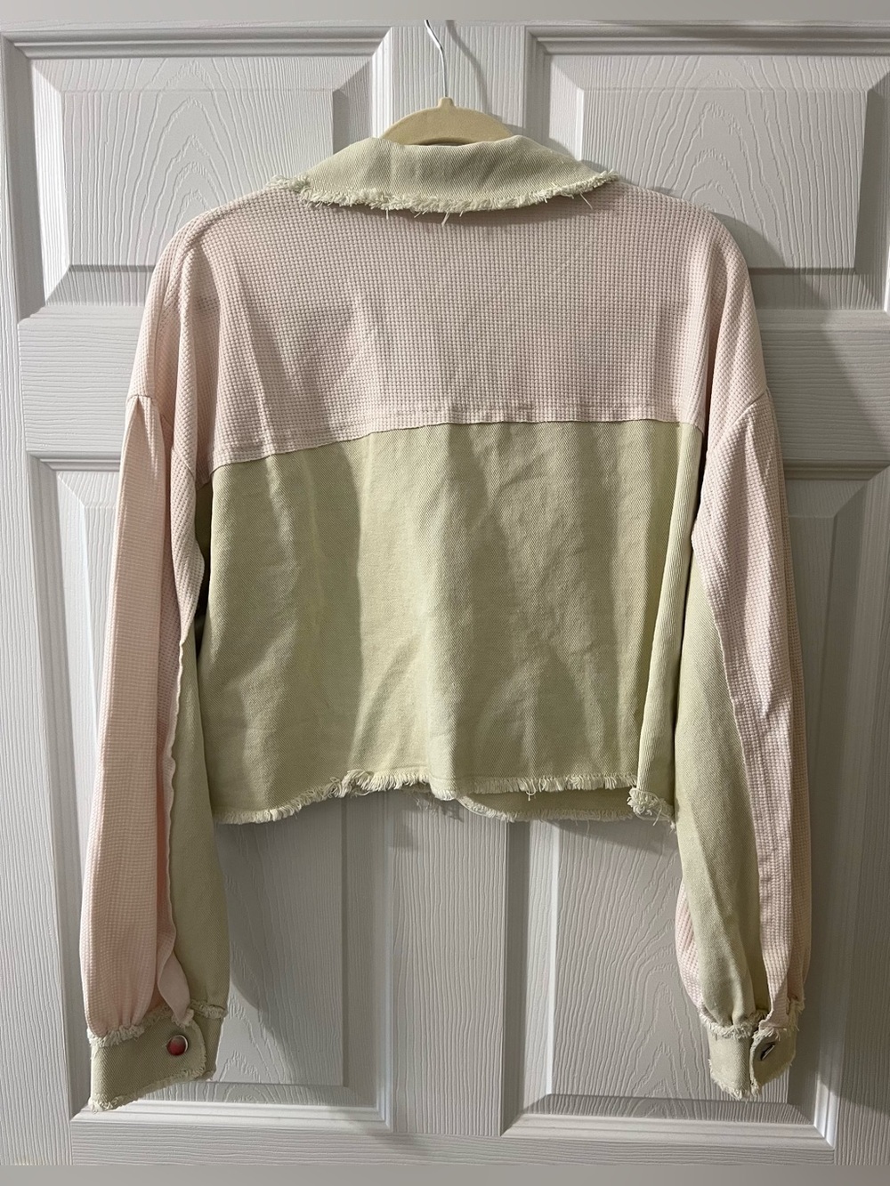 Two-Tone Patchwork Cropped Jacket - Picture 7 of 8